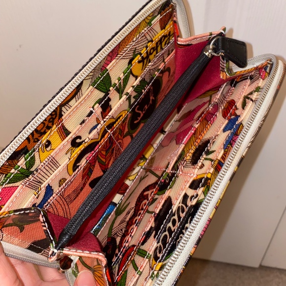 Sakroots Coated Canvas Peace/Bird Multicolored Floral Print Tote Bag, Sz M - Picture 6 of 6